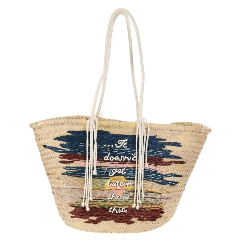 Celine Raffia Basket Bag Handbag Beige